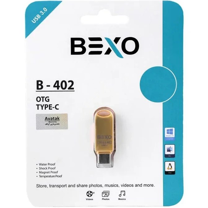 فلش مموری بکسو OTG BEXO B402 32GB GOLD